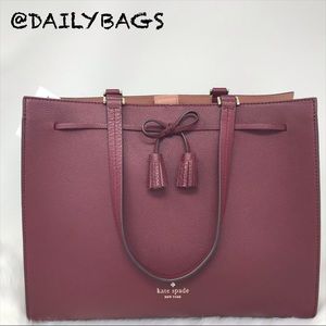KATE SPADE HAYES TOTE BAG LARGE CHERRYWOOD TOTE